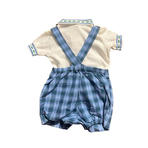 VTG Plaid Overalls NWT Airplane Embroidered Sz 6-9 Mo - Picture 5 of 9